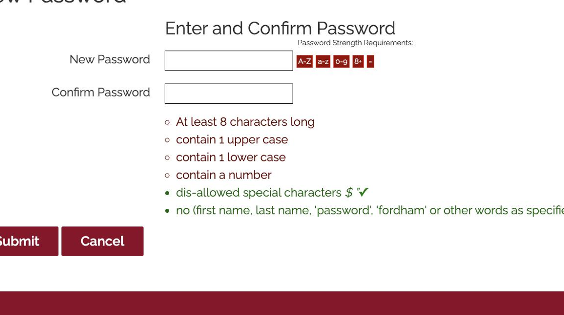 Screen capture depicting entering and confirming your password 